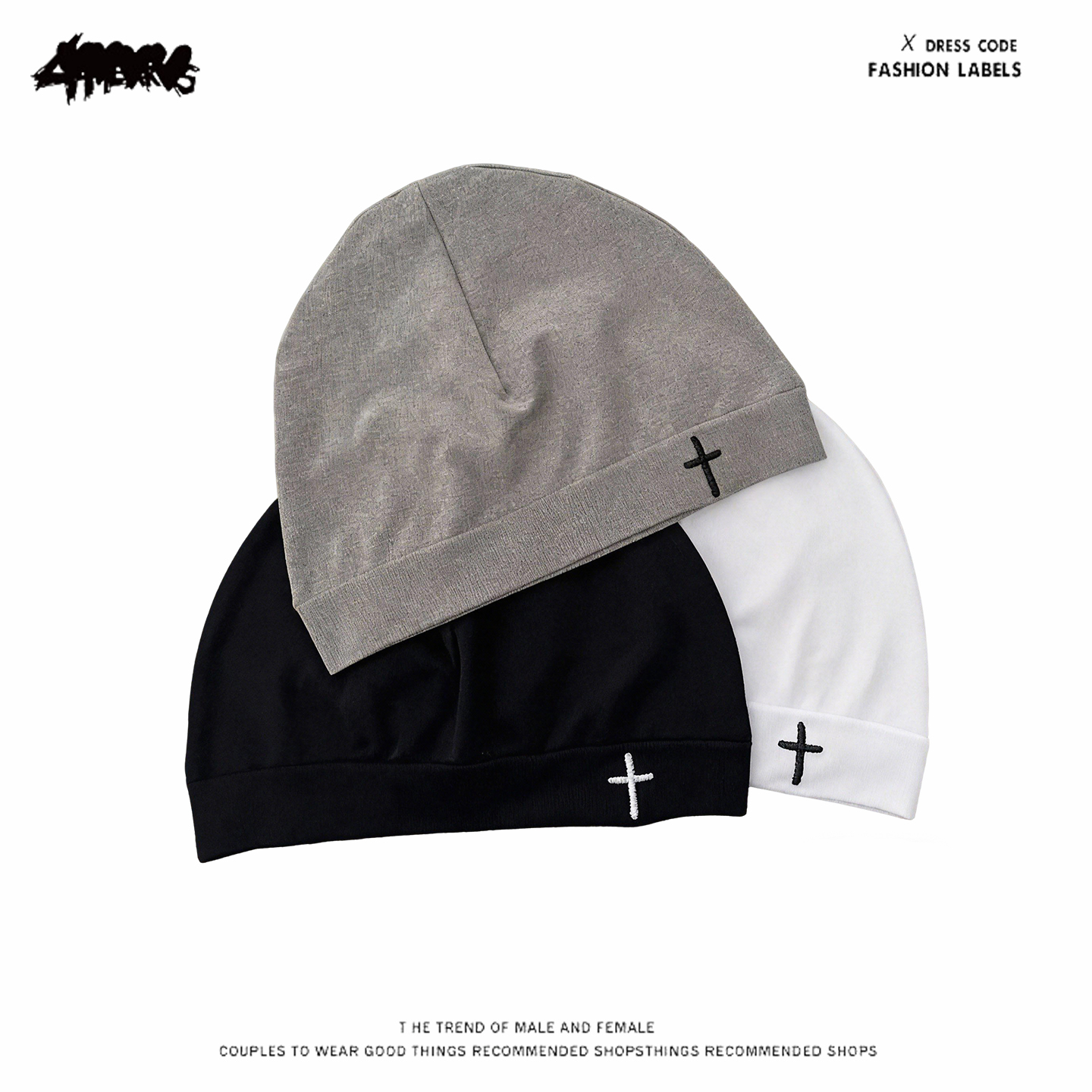 y2k hoodie~十字架堆堆帽男女通用保暖冷帽运动休闲帽多色可选