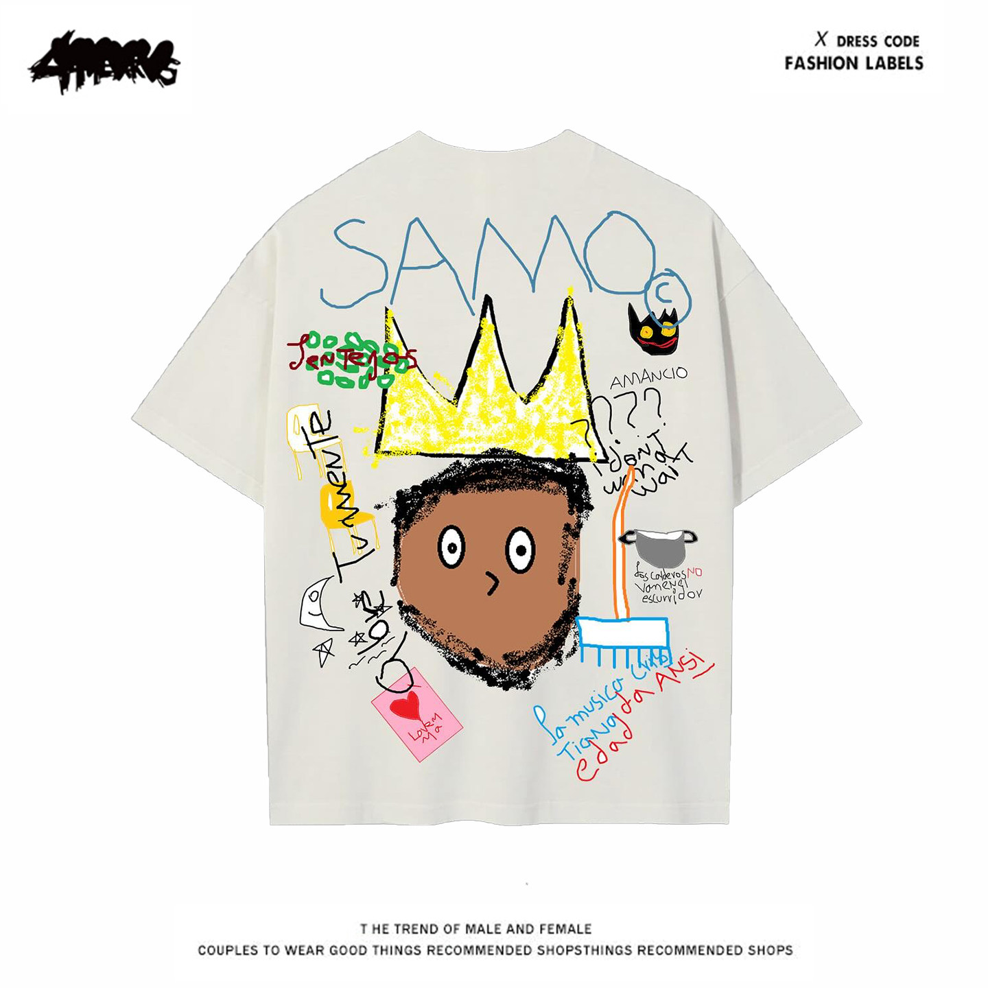 4HEARTS 260克重磅纯棉!趣味皇冠娃~美式小众复古阿美咔叽短袖T恤,女装/女士精品,T恤,淘宝优惠券,粉丝福利购,淘宝优惠卷