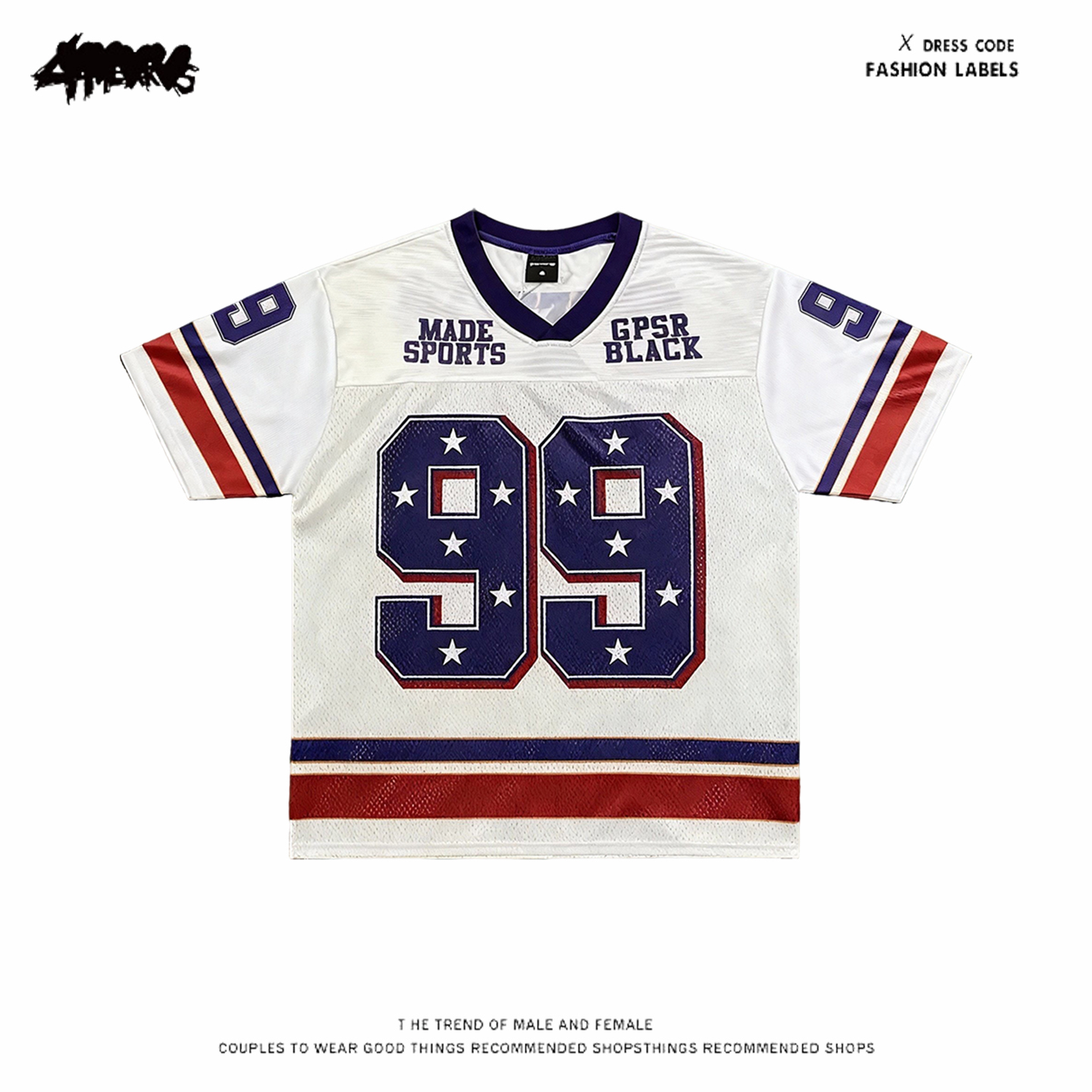 y2k hoodie~美式复古运动风99号短袖T恤男女情侣宽松透气速干上衣