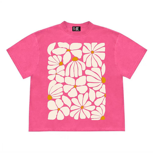 T恤男女 花卉印花oversize独特圆领短袖 4HEARTS 260克重磅纯棉