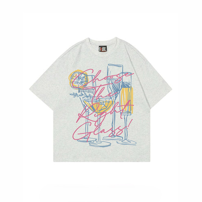 脚杯潮小众设计感百搭短袖t恤