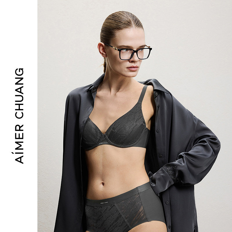 AIMER CHUANG明动8内衣女3/4薄模杯大罩杯大胸显小文胸CA112171