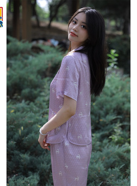 爱慕皇锦短袖开襟分身套装-球路纹HJ21504