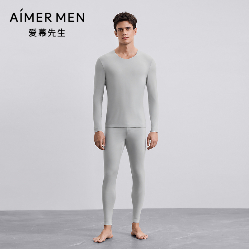 爱慕先生25秋冬奶皮轻暖系列男士保暖打底秋裤长裤NS73M391