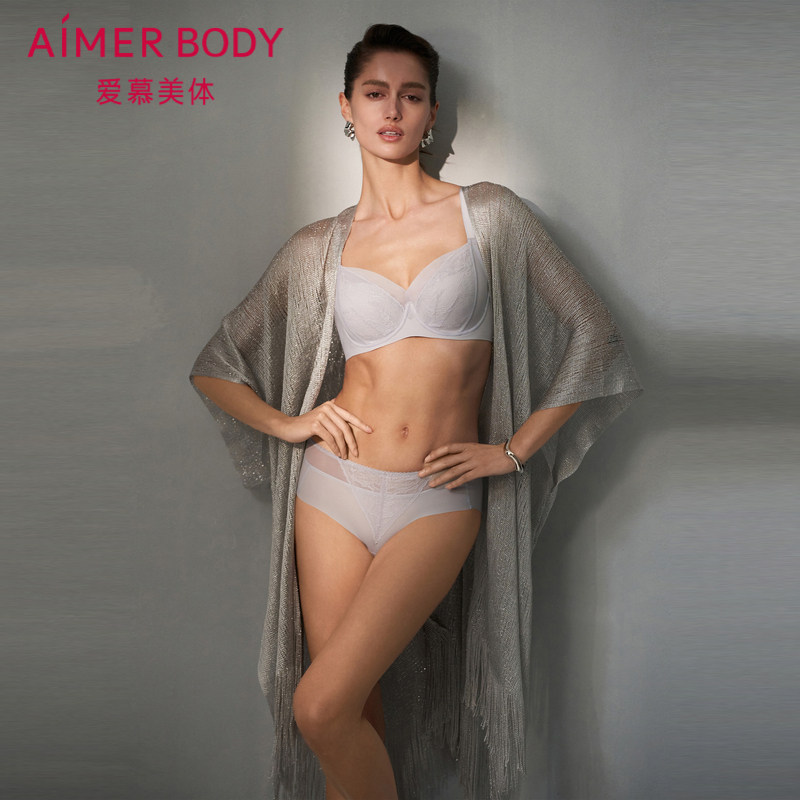 爱慕美体朗日格调内裤女性感蕾丝中腰平角裤AD230431