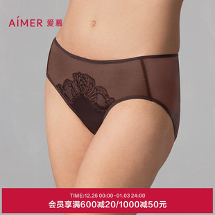 AM23A941 女棉质抗菌底裆性感蕾丝中腰平角裤 爱慕星海2025夏季 内裤