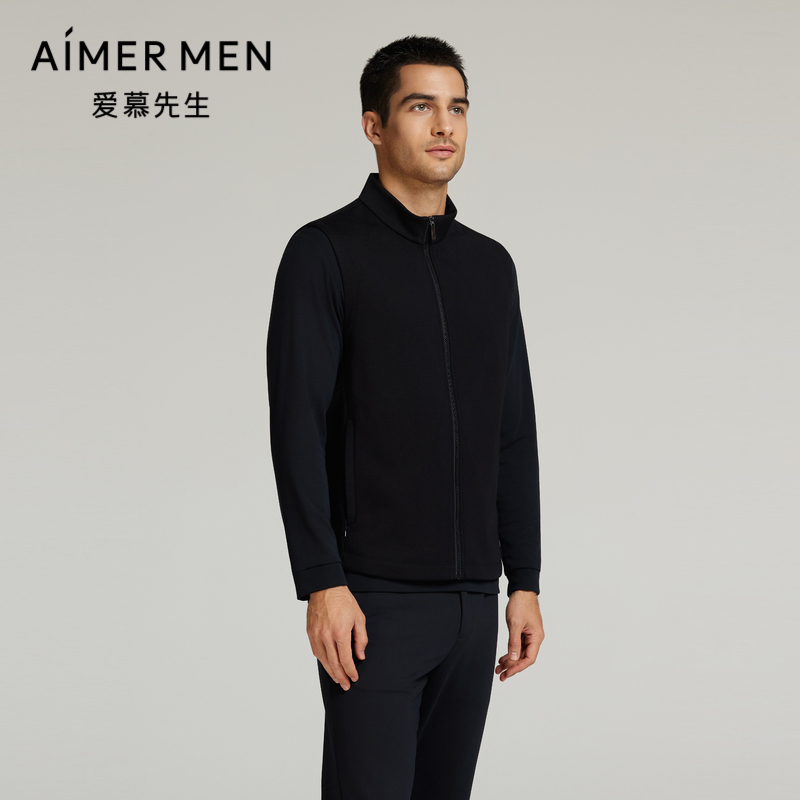 爱慕先生24秋冬轻商旅系列男士拉链立领含羊毛短款马甲NS81L762