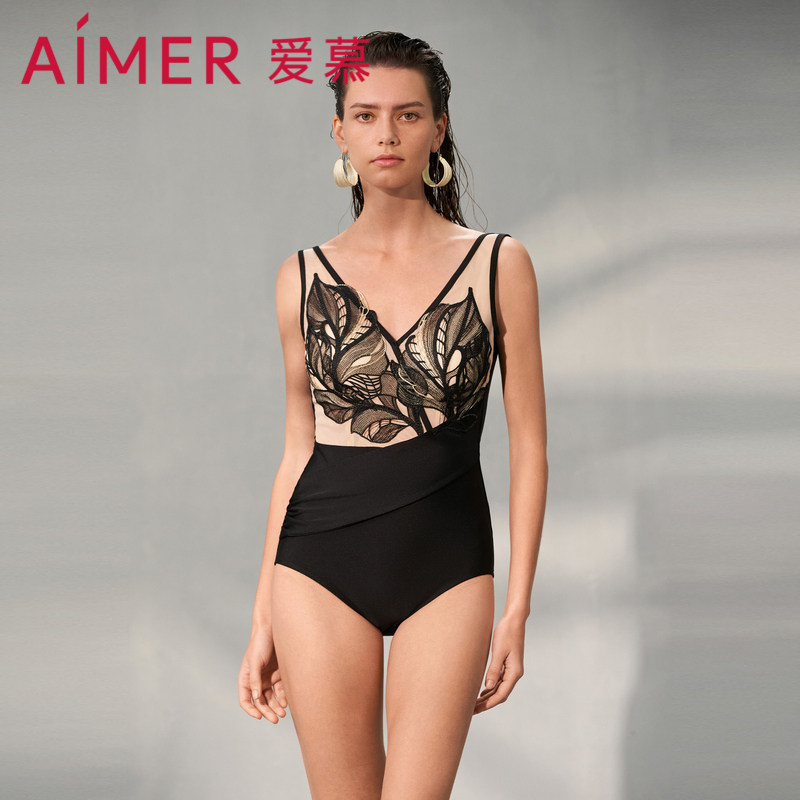 爱慕女高端品牌泳衣繁华之上25新款性感深V绝美连体泳衣AM689742