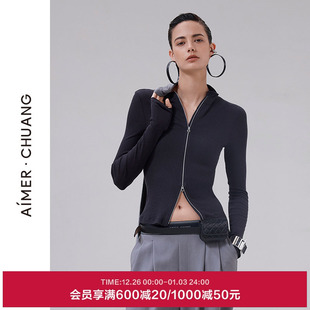 CA721861 开衫 AIMER CHUANG馈然6秋冬保暖女含羊毛立领拉链长袖