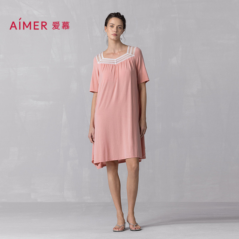 爱慕25春夏沁凉女士家居抗菌凉感带胸垫可外穿短袖睡裙AM44B111,女士内衣/男士内衣/家居服,睡裙,淘宝优惠券,粉丝福利购,淘宝优惠卷