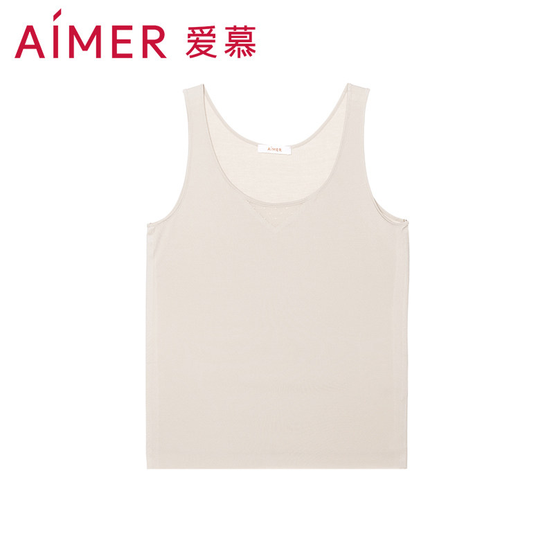 AIMER의 새로운 정통 여성 봄 여름 올 매치 U 넥 심리스 조끼 바닥 셔츠 탑 AM725611