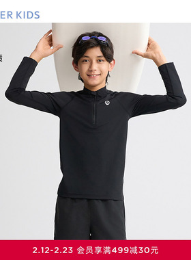 爱慕儿童夏季黑色探索男孩耐氯长袖泳衣AK267F271