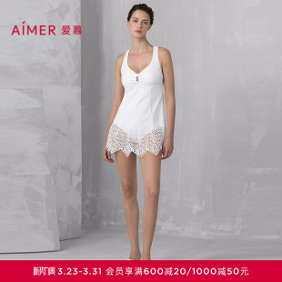 爱慕夏时女士海边性感蕾丝裙式 连体泳衣AM68B313