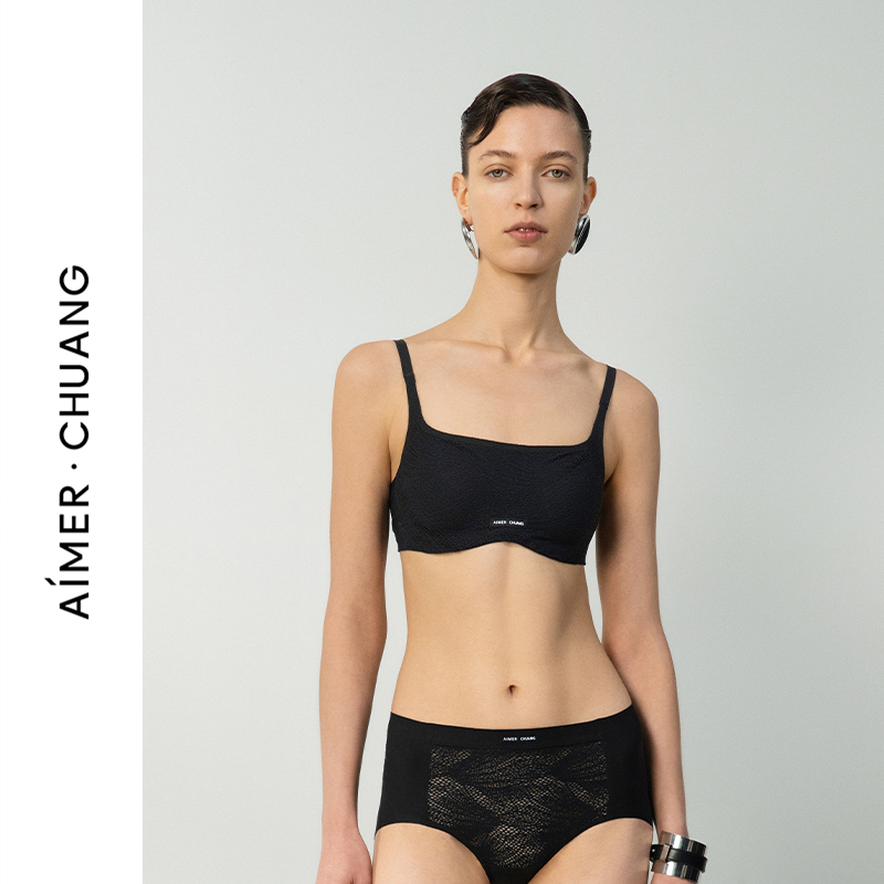 AIMER CHUANG明动6内衣女25夏方领软绵托薄杯抹胸文胸CA151661