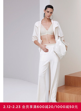 AIMER CHUANG原典2睡衣女条绒直筒休闲可外穿家居长裤CA472031