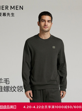 爱慕先生24秋冬舒适休闲服睡衣男士含羊毛长袖圆领套头NS41L601