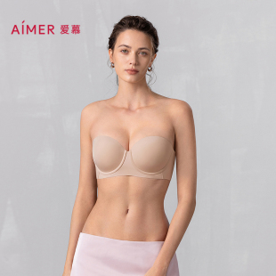 爱慕抹胸内衣防走光女聚拢防滑隐形轻薄无痕半杯可拆肩带大胸裹胸