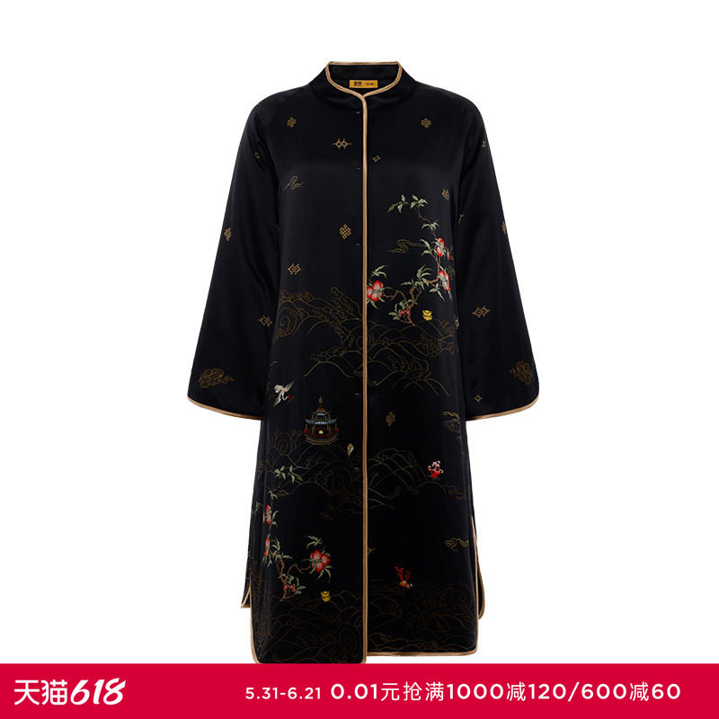 爱慕皇锦睡衣女桑蚕丝家居服定位印花棉袍-海屋添筹HJ21516