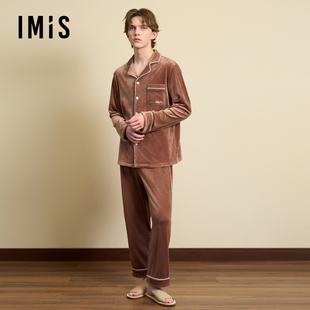 爱美丽无毛撸猫绒-豹纹男式翻领开衫长袖上衣长裤套装IM46BUY1