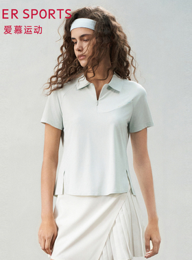爱慕运动夏日练曲女士上衣翻领跑步休闲外穿短袖T恤AS143S91