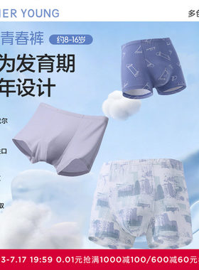 【2条装】爱慕儿童天使少年裤莫代尔抗菌高弹少男立裆中腰平角裤