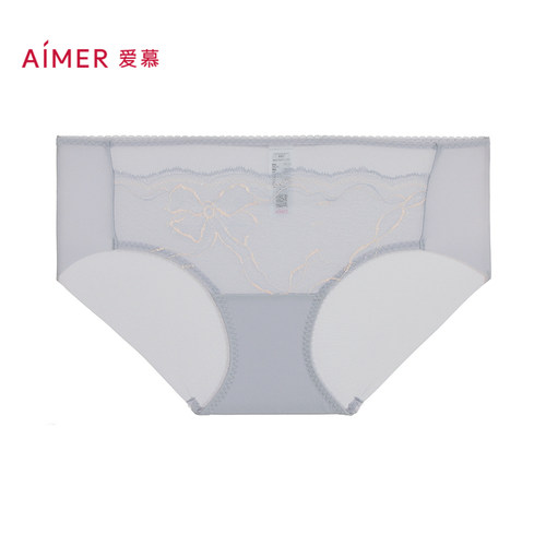 爱慕24AW简韵内裤女棉质底裆性感蕾丝中腰平角裤AM23A031