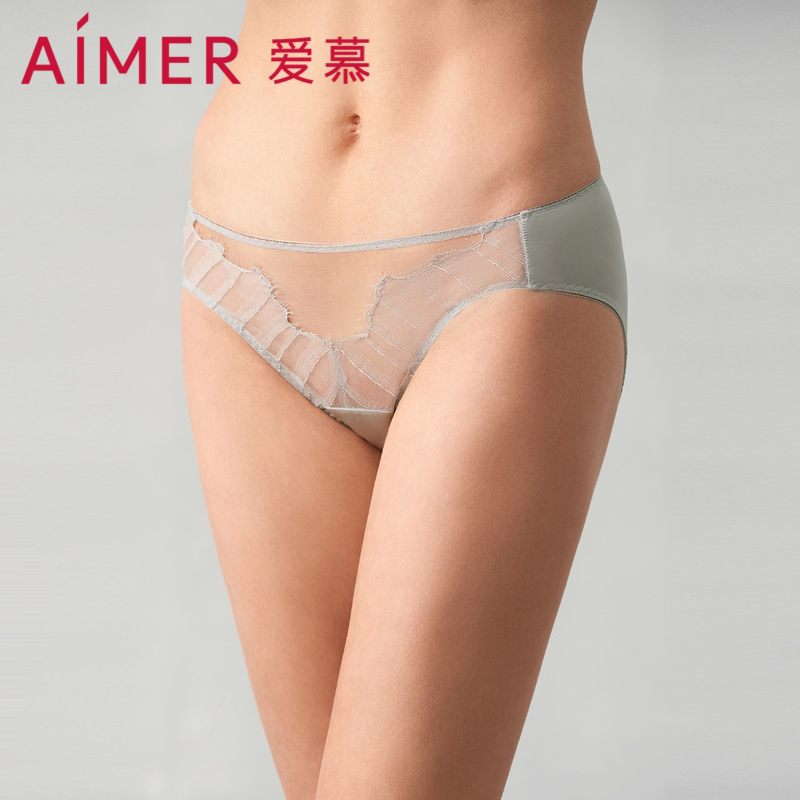 爱慕褶涧内裤女棉质底裆性感蕾丝中腰三角内裤AM229551