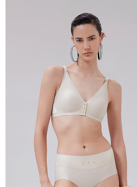 爱慕·CHUANG锁甲5内衣女V领前扣无钢圈中模杯文胸CA172021