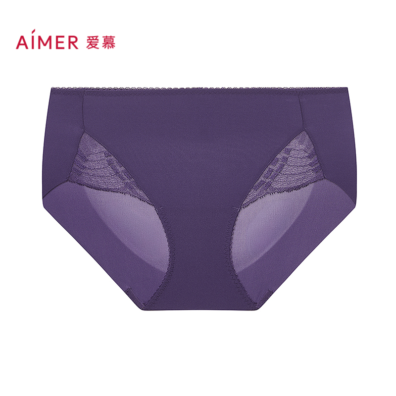 爱慕以爱之名-简韵内裤女棉质底裆性感蕾丝中腰平角裤AM23B571