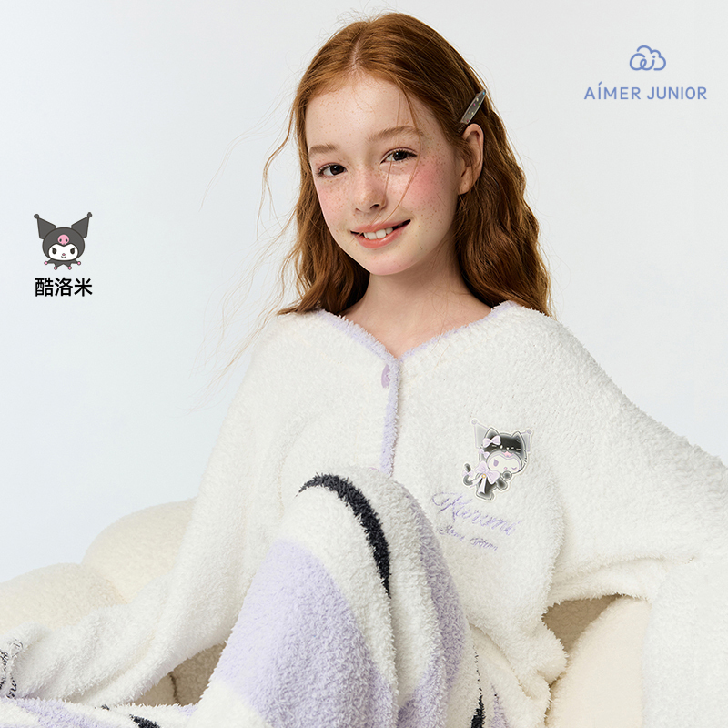 爱慕少女秋冬酷洛米猫咪半边绒A类睡衣开衫长袖家居套装AJ143J321