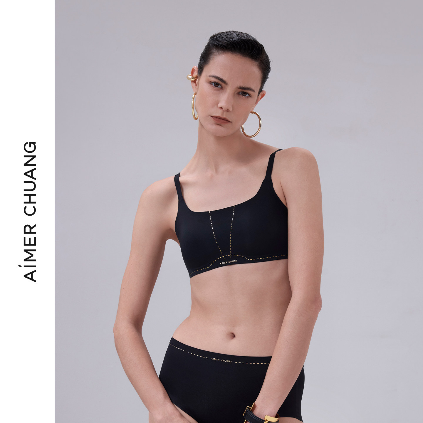 AIMER CHUANG溯源5内衣女无钢圈薄杯光面抹胸文胸春夏CA171991