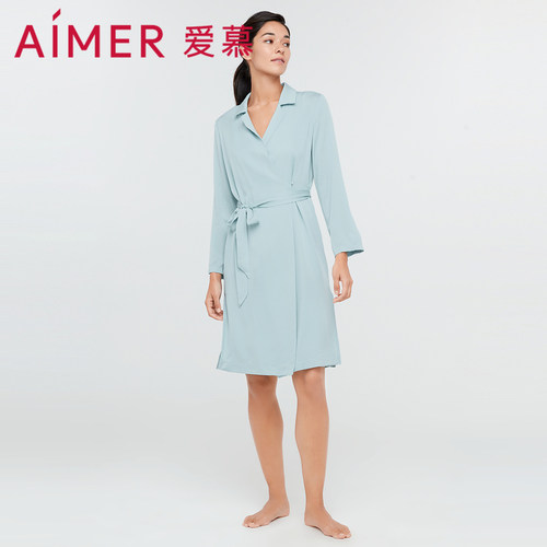 爱慕轻羽蕾丝小翻领衬衫袍AM487211