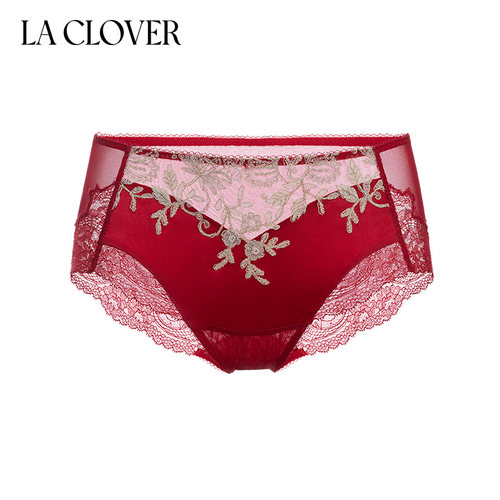 兰卡文(LA CLOVER)闪耀艺术家限量红系列中腰平角裤内裤LC23YV1