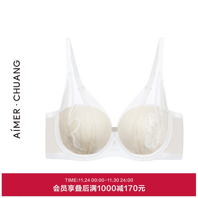 爱慕·CHUANG几何4内衣女薄模杯大罩杯大胸显小洞洞文胸CA111181