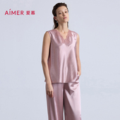 爱慕观棠秋冬睡衣女V领宽肩无袖 可外穿上衣AM45C361