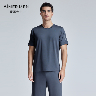 外穿男士 NS62L162 网眼圆领短袖 爱慕先生24SS轻运动系列夏季