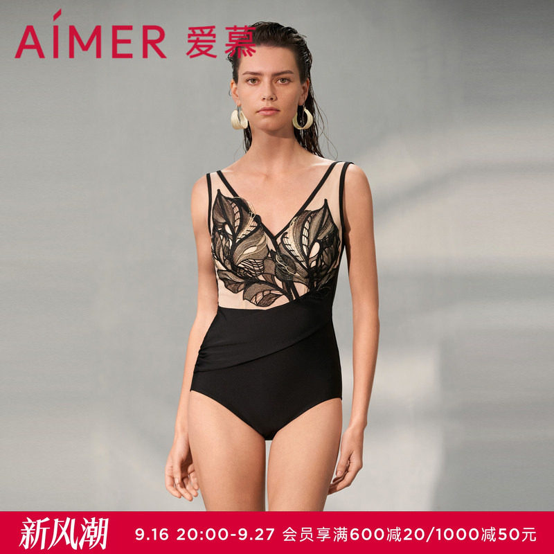 爱慕繁华之上春夏女士深V性感不对称式连体泳衣AM689742图片