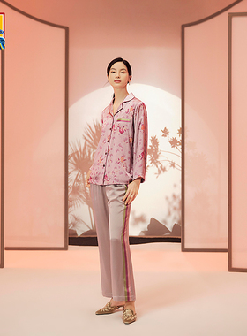 爱慕皇锦睡衣女中厚分身套装家居服-四季三多HJ21429
