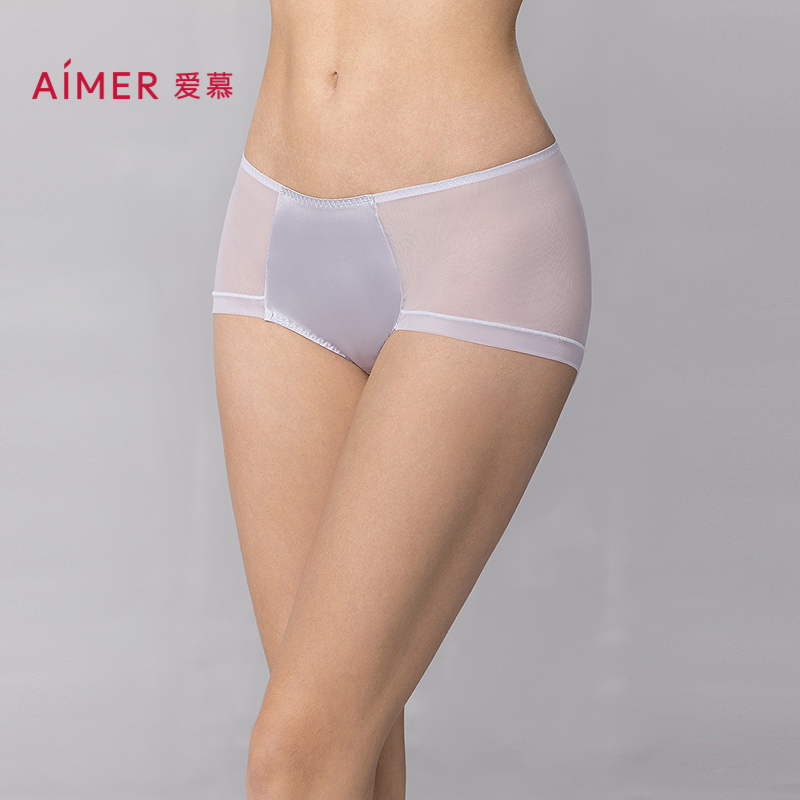 爱慕25春夏真丝小裤棉质底裆性感含桑蚕丝中腰三角裤AM22B021