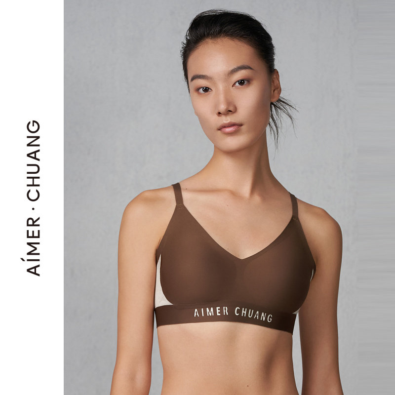 AIMER CHUANG内衣女V领无钢圈隐孔透气薄背心式插杯文胸CA170692