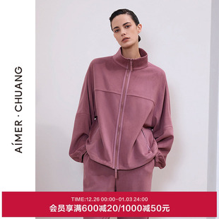 AIMER 外套CA452121 CHUANG温泉5秋冬女含羊毛双层双面布立领长袖