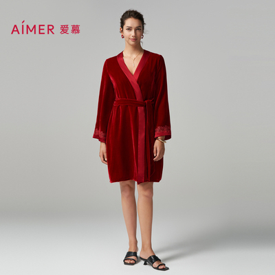 爱慕好事将近睡衣女士本命年龙年红品睡袍/含真丝吊带睡裙家居服