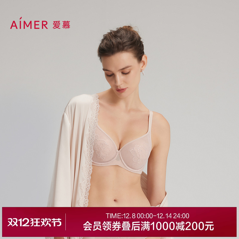 爱慕25夏季轻语内衣女3/4轻薄杯大胸显小性感蕾丝文胸AM13C231