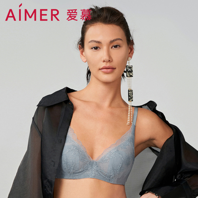 爱慕内衣官方正品夏季超薄杯大胸显小软钢圈烟花醉花瓣蕾丝文胸罩