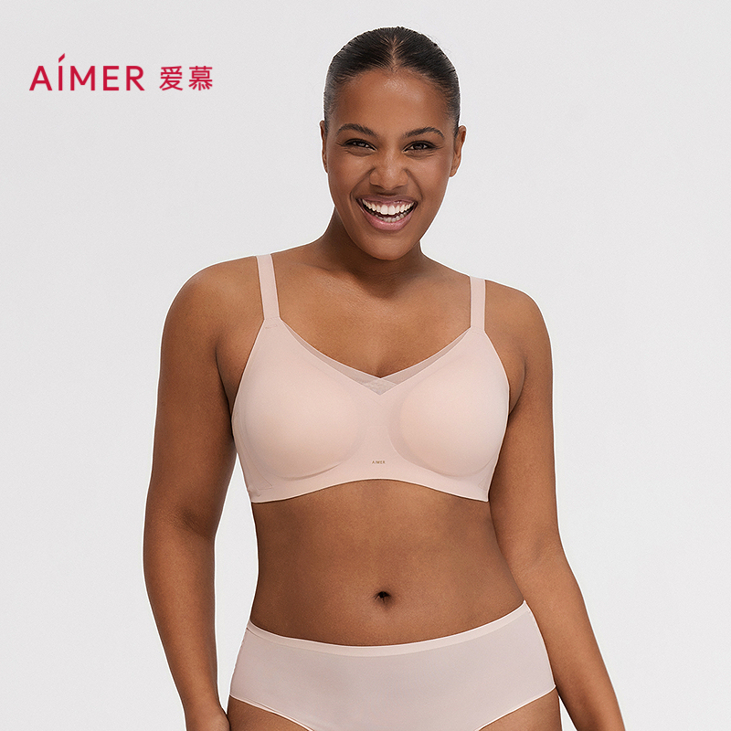 爱慕25秋冬轻简塑内衣女轻感无钢圈通码大胸大码文胸AM17C341