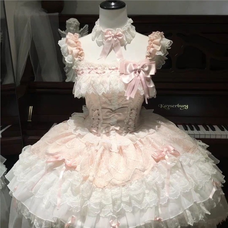 甜美公主Lolita萌糖恋曲洛丽塔粉蓝可爱芭蕾风蝴蝶结软妹公主裙