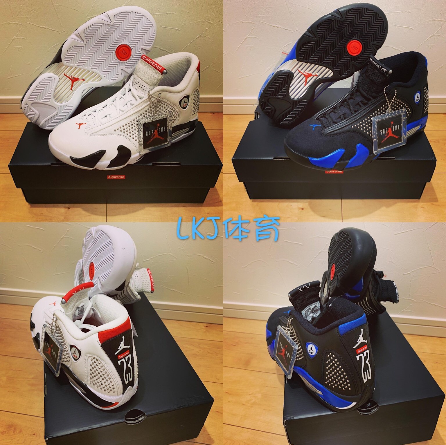 supreme x air jordan 14 aj14 白红 黑蓝 联名 bv7630-106-004