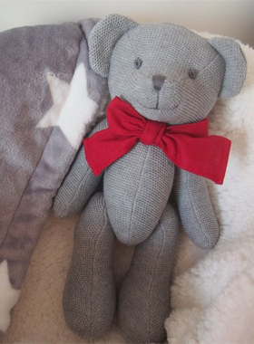 灰色针织布艺泰迪熊TED四肢可动 玩具玩偶娃娃公仔拍摄道具礼物