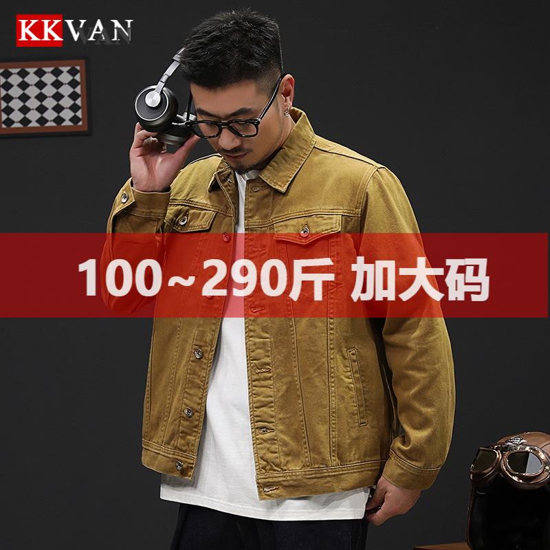 大码阿美咔叽风牛仔夹克男