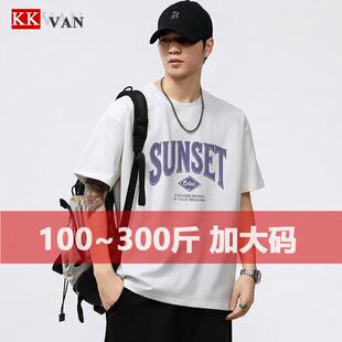 260G重磅圆领T恤男宽松潮牌字母印花短袖 300斤大码 新品 夏季 男装